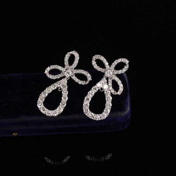 Vintage Estate 18K White Gold Diamond Earrings