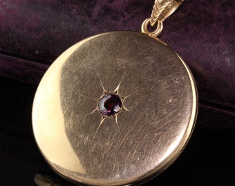 Antique Victorian 10K Yellow Gold Amethyst Monogrammed Locket