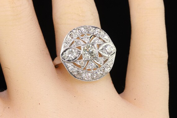 Antique Art Deco Platinum Old European Diamond Fi… - image 7