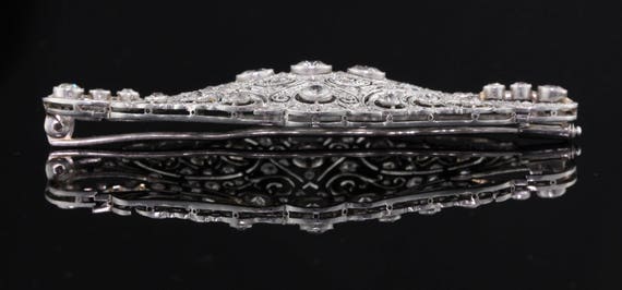 Antique Art Deco Platinum & Diamond Brooch - image 4