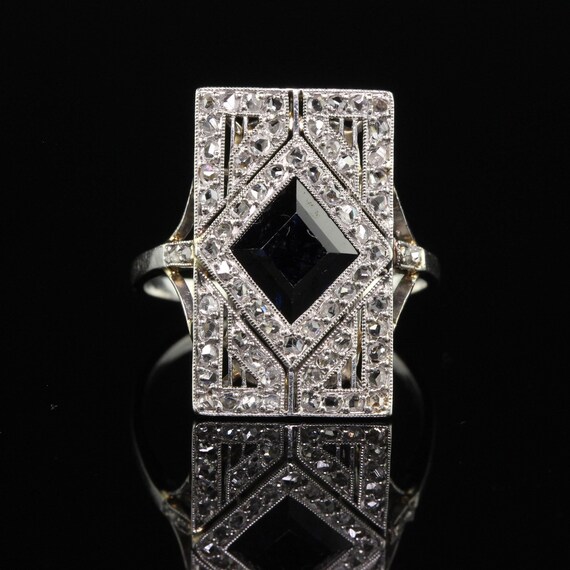 Antique Art Deco French Platinum Natural Sapphire… - image 4