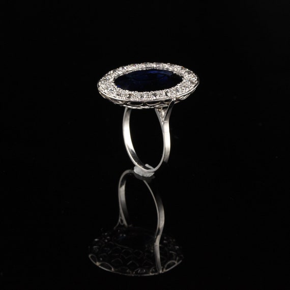 Antique Art Deco Platinum Diamond and Sapphire Co… - image 6