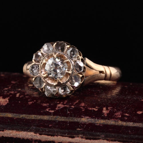 Antique Victorian Diamond Ring 18k Yellow Gold 1880s - Etsy