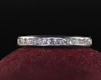 Antique Art Deco Platinum Single Cut Diamond Classic Eternity Band - Size 6