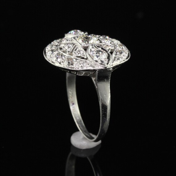 Antique Art Deco Platinum Old European Diamond Fi… - image 6