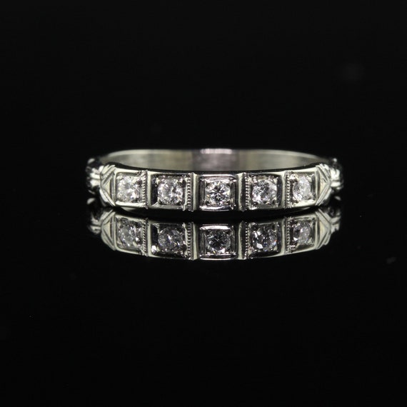 Antique Art Deco 18K White Gold Single Cut Diamon… - image 6