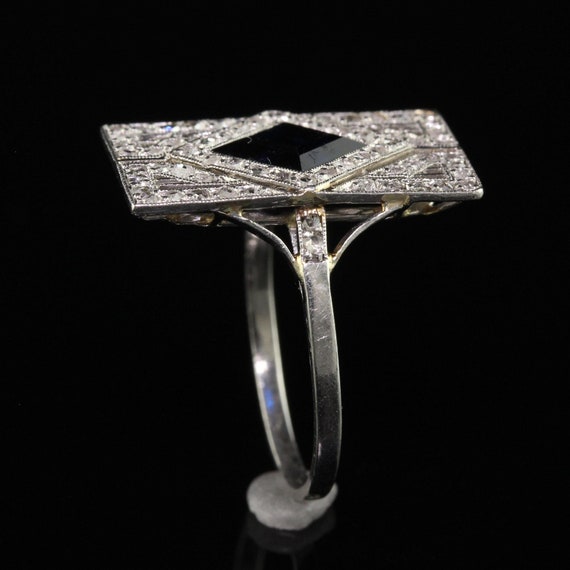 Antique Art Deco French Platinum Natural Sapphire… - image 6