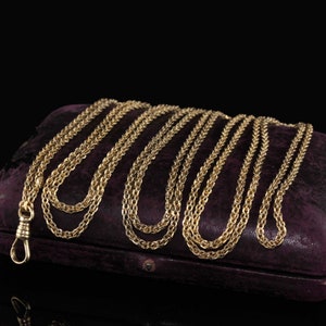 Antique Art Deco 14K Yellow Gold Intertwined Link Double Strand Chain - 32 inches