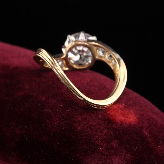 Antique Edwardian French 18K Yellow Gold Platinum… - image 4