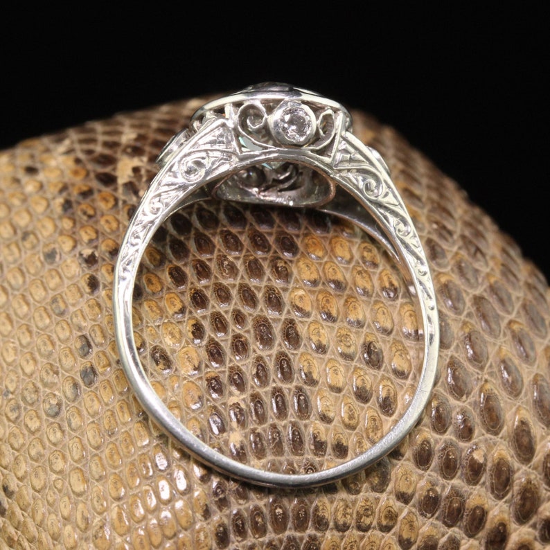 Antique Edwardian Platinum Old European Diamond Filigree Engagement Ring - Gia
