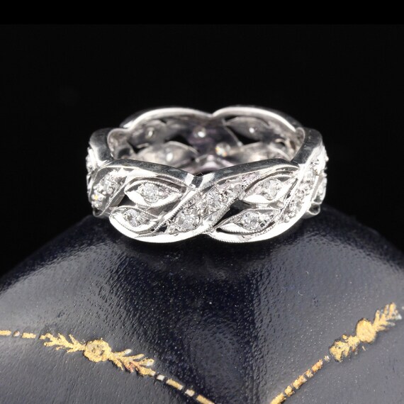 Vintage Estate 14k Yellow Gold Brushed Ribbon Twist Diamond Anniversary Band