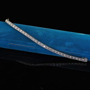 Antique Art Deco Platinum Old European Cut Diamond Classic Tennis Bracelet