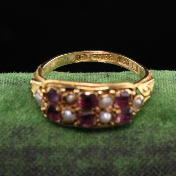 Antique Victorian 14K Yellow Gold English Garnet … - image 3