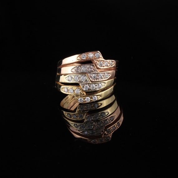 Estate 14K Two-Tone Gold Diamond Ring - image 3