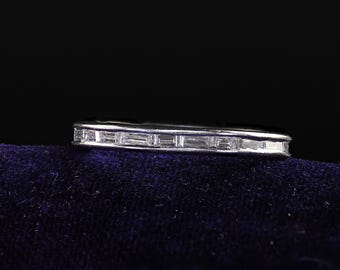 Antiek art-deco platina oud stokbrood Diamond Eternity-band - maat 4 1/2