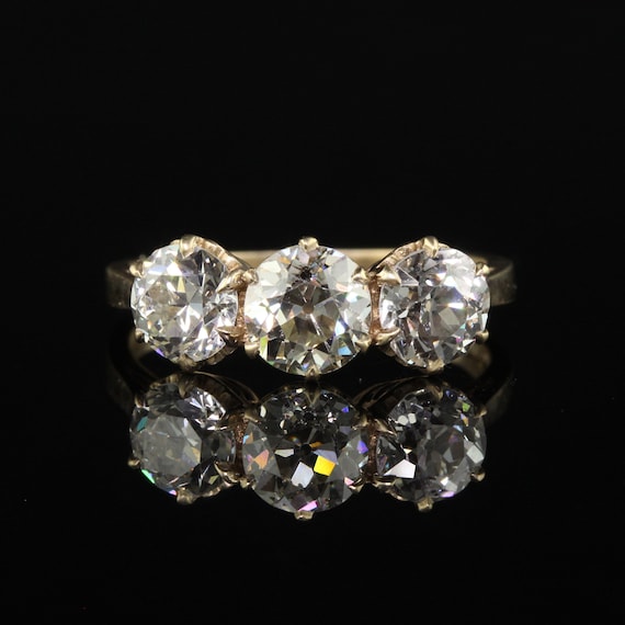 Antique Art Deco 9K Yellow Gold Old Euro Diamond … - image 4