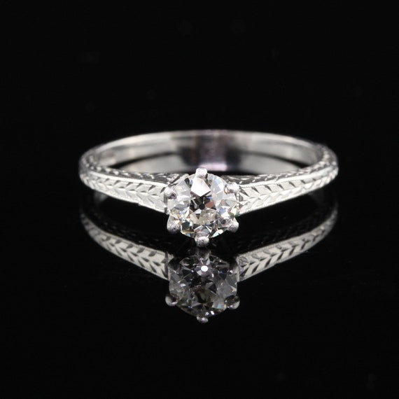 Antique Art Deco Platinum Diamond Engagement Ring - image 3
