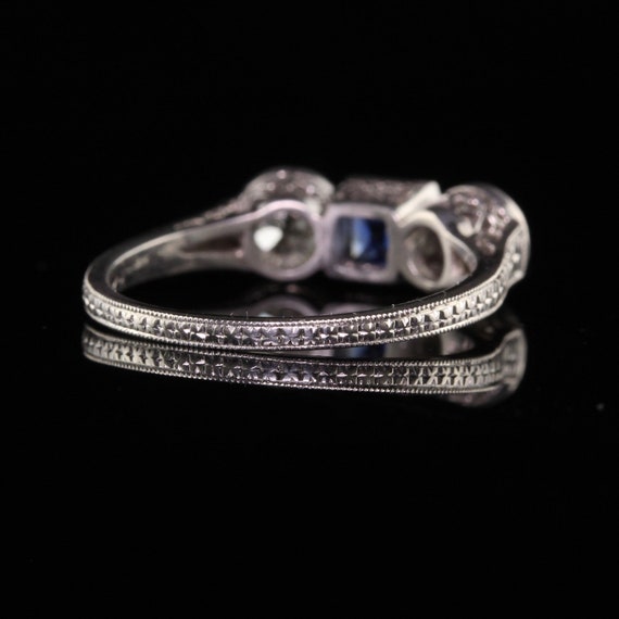 Antique Art Deco Platinum Burma No Heat Sapphire … - image 5