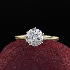 Antique Victorian 14k Yellow Gold Old Euro Diamond Engagement Ring - Gia