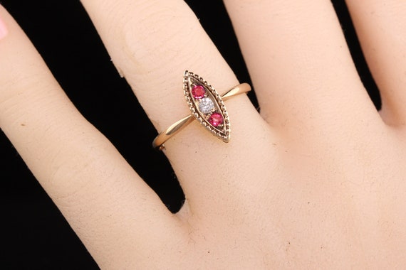 Antique Victorian 10K Rose Gold Diamond and Ruby … - image 6