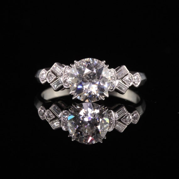 Antique Art Deco Platinum Old European Diamond En… - image 3