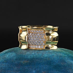 Estate Garavelli 18k Yellow Gold Diamond Articulated Wide Cocktail Ring