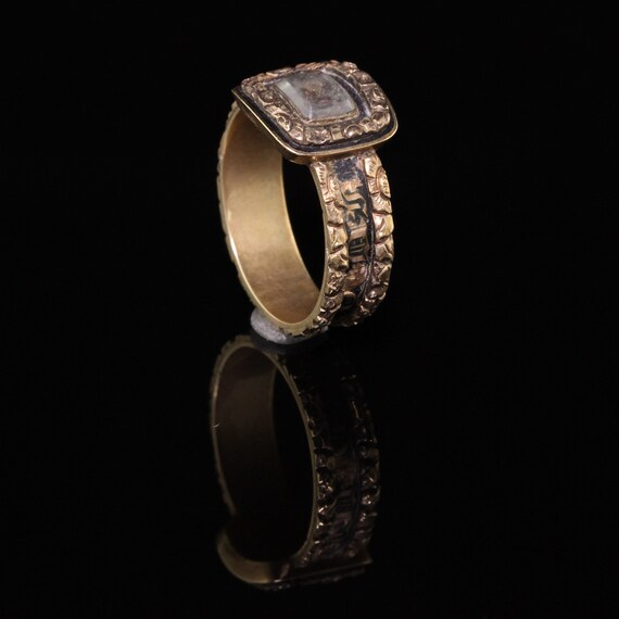 Antique Victorian 14K Yellow Gold Engraved Black … - image 5