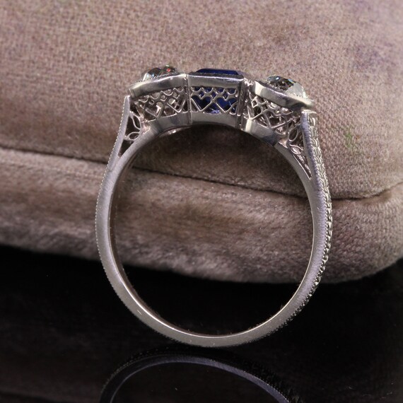 Antique Art Deco Platinum Burma No Heat Sapphire … - image 3