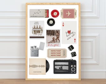 Matchbook poster template editable matchbox printable poster, couple anniversary poster customized matchbook collage Canva digital download