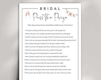 Juego de pasar el premio para la despedida de soltera: Poema con rima (Descarga digital)