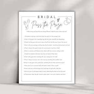 Bridal Shower Pass the Prize Game: Rhyming Poem (Digital Download)