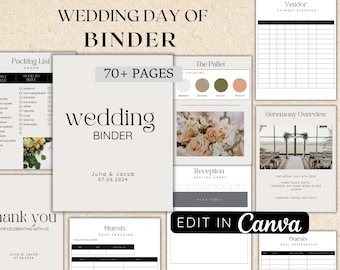 Ultimate Wedding Day Binder Template – Editable Canva Planner (Digital Download)