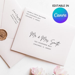 Modern Address label | DIY Wedding Labels | Envelope Address Template Envelope Template Printing Editable for A7 Envelopes Addressing