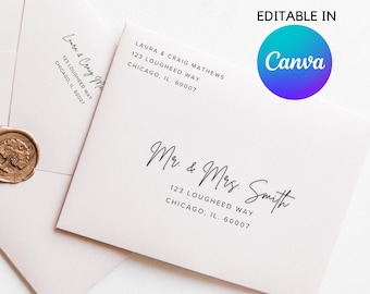 Modern Address label | DIY Wedding Labels | Envelope Address Template Envelope Template Printing Editable for A7 Envelopes Addressing