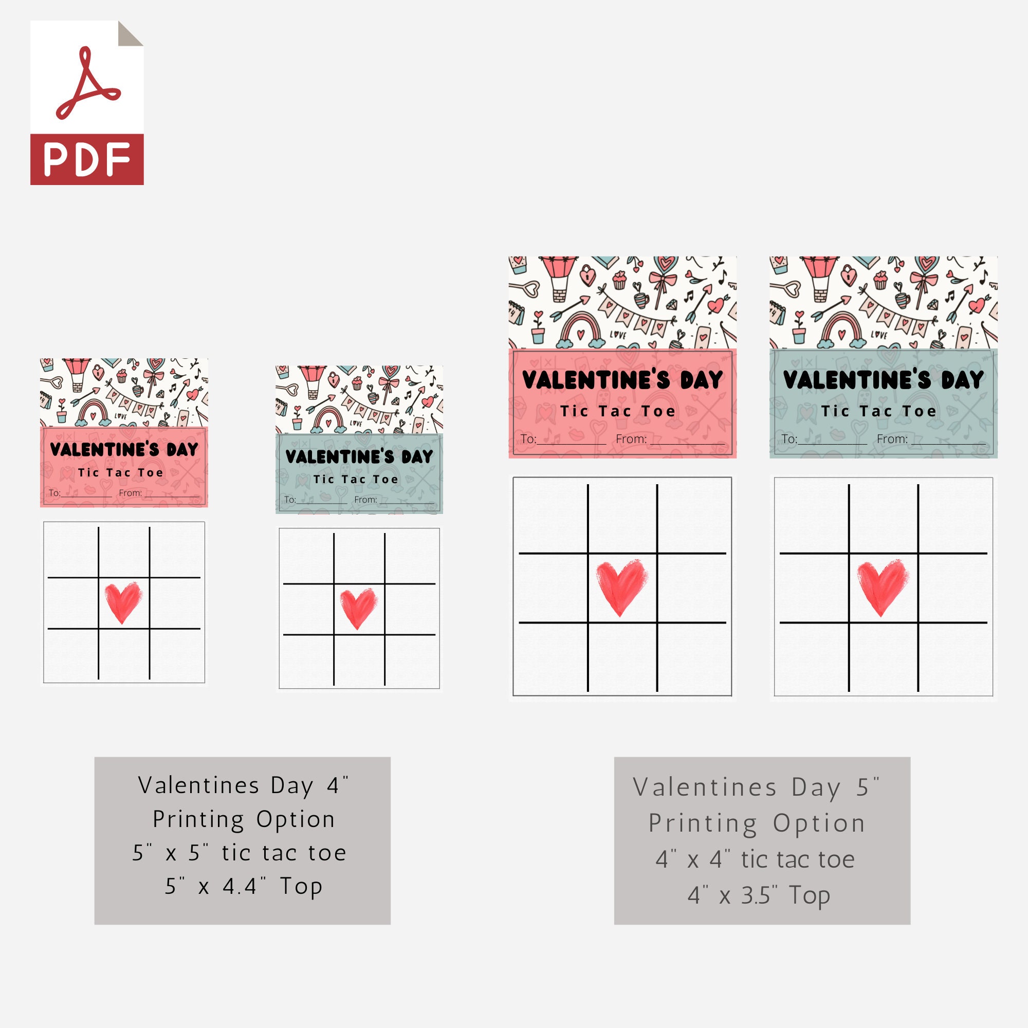 Printable Valentine's Day Tic Tac Toe Cards - Kid's Valentine Card Game ...