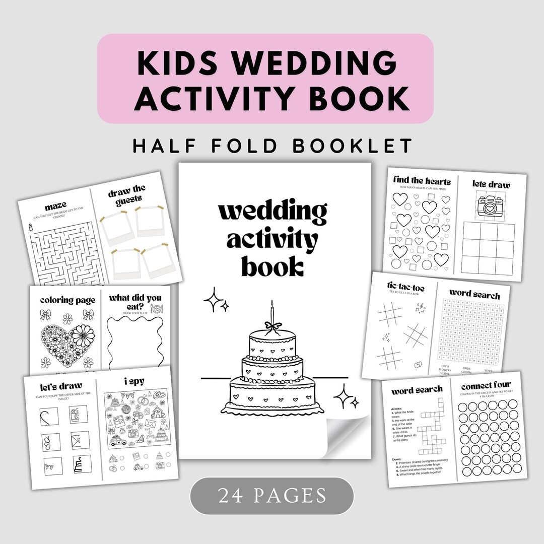 Kids Wedding Activity Book Editable Printable, Wedding Coloring Book ...