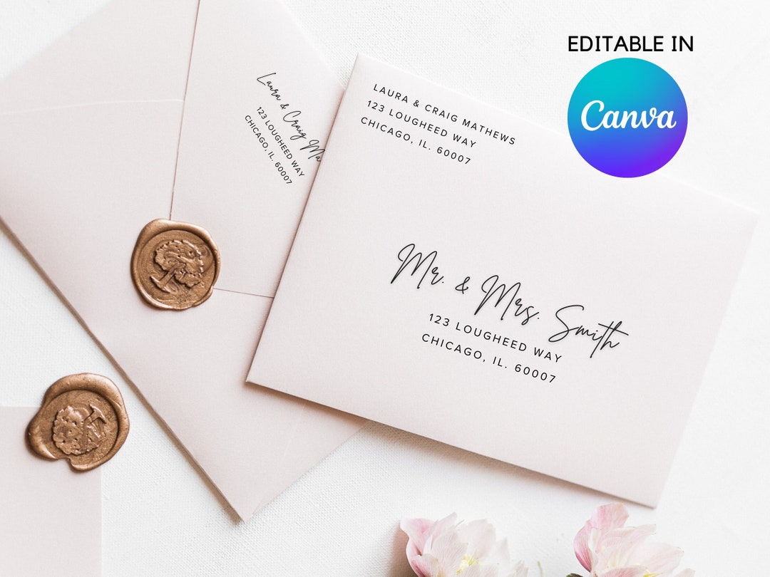 Modern Address Label DIY Wedding Labels Envelope Address Template