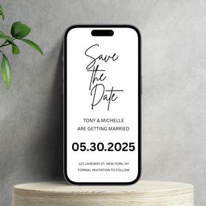 Digital Invite Save the Date Invitation E-invite, Electronic Minimalist Wedding Template, Digital Download
