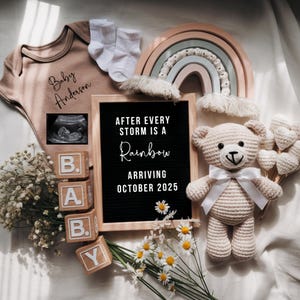 Rainbow Baby Announcement Template: Letterboard Design (Digital Download)