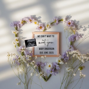 Floral Pregnancy Announcement Template: Minimalist Boho Design (Digital Download)
