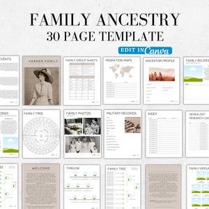 Genealogy Canva Templates: Ancestry Book, Family History (Digital Download)
