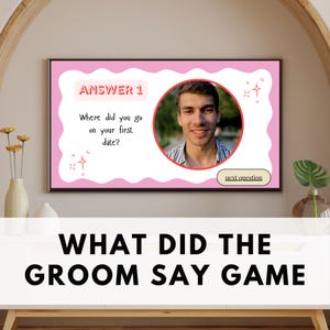 What did the groom say, Bachelorette Trivia Drinking Game, Hen Do Party Game, Editable Bridal Shower Games Canva Power Point