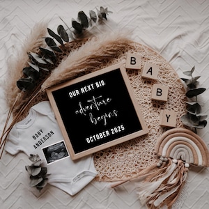 Boho Pregnancy Announcement Template: Minimalist Digital Reveal (Digital Download)
