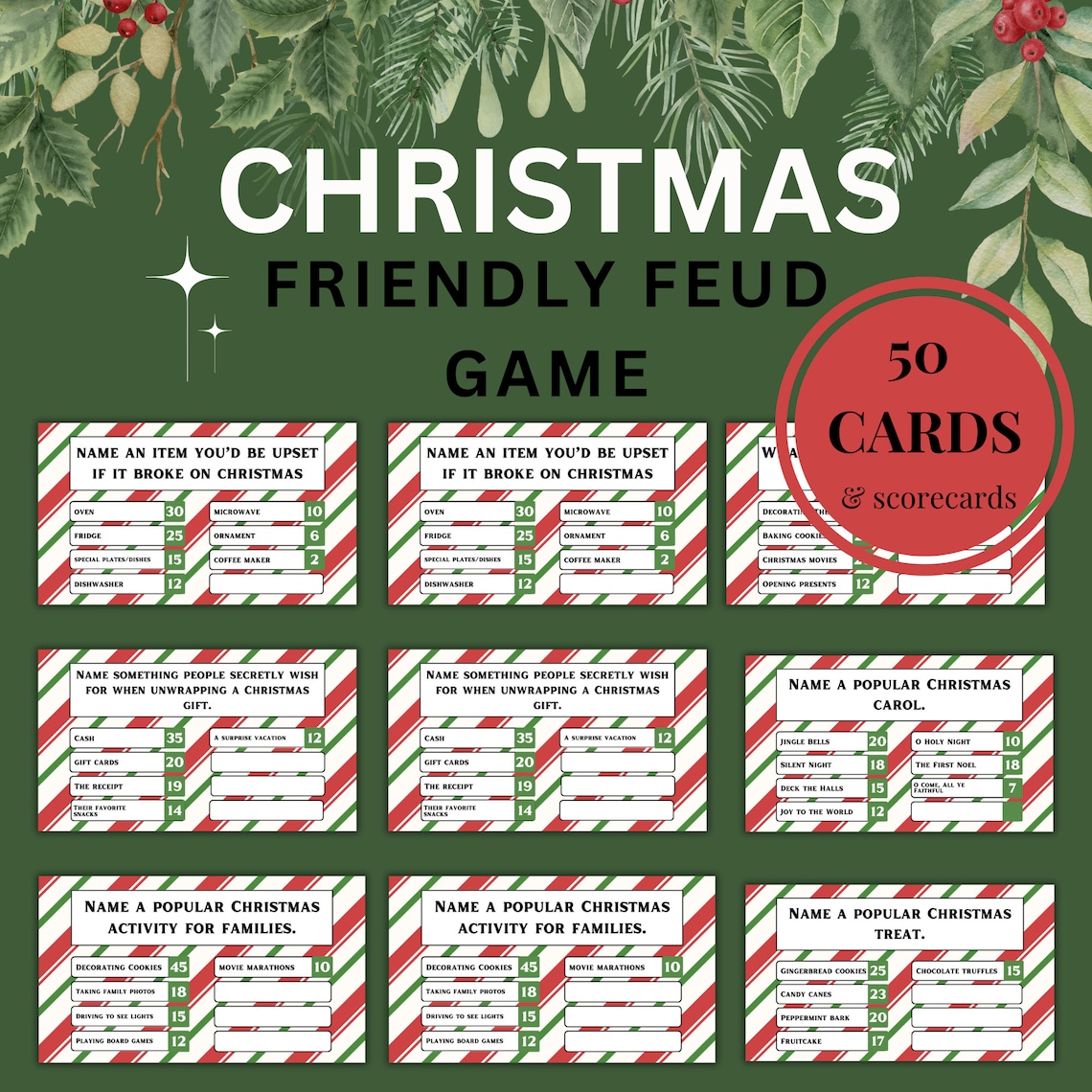 Christmas Friendly Feud Game Trivia Exciting Christmas Game for Family ...
