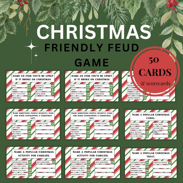 Christmas Friendly Feud Game Trivia | Exciting Christmas Game for Family Gatherings | Christmas Printable - Holiday Party Games