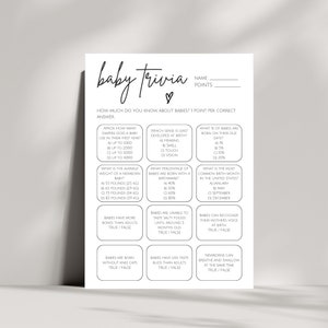 Fun Baby Shower Trivia Game: Printable Quiz (PDF Download)