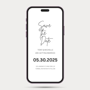 Digital Invite Save the Date Invitation E-invite, Electronic Minimalist Wedding Template, Digital Download