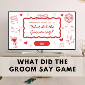 What did the groom say, Bachelorette Trivia Drinking Game, Hen Do Party Game, Editable Bridal Shower Games Canva Power Point
