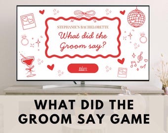 ¿Qué dijo el novio?, Juego de beber de trivia para despedidas de soltera, Juego de despedida de soltera, Juegos editables para despedidas de soltera en Canva Power Point