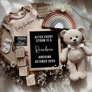 Rainbow Baby Pregnancy Announcement Template: Letterboard Design (Digital Download)